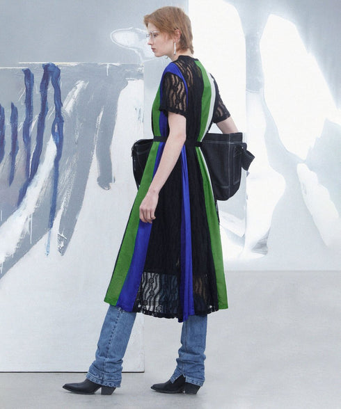 Stripe Lace Panel Dress
